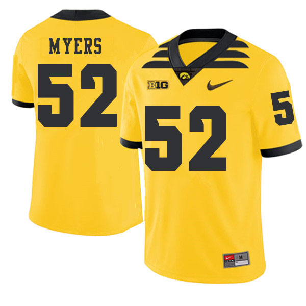 2019 Men #52 Boone Myers Iowa Hawkeyes College Football Alternate Jerseys Sale-Gold